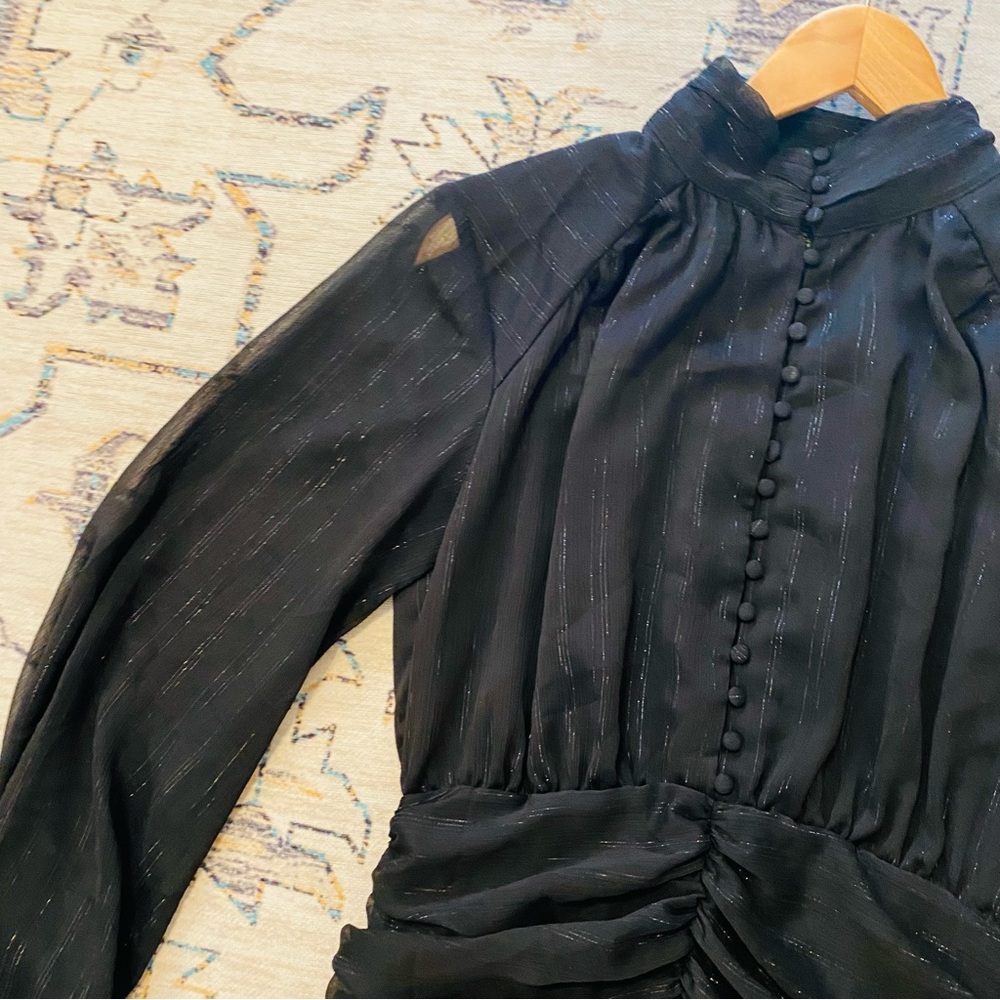 House Of Harlow 1960 western Ruched Black Long sleeve Mini Dress - Picture 3 of 6
